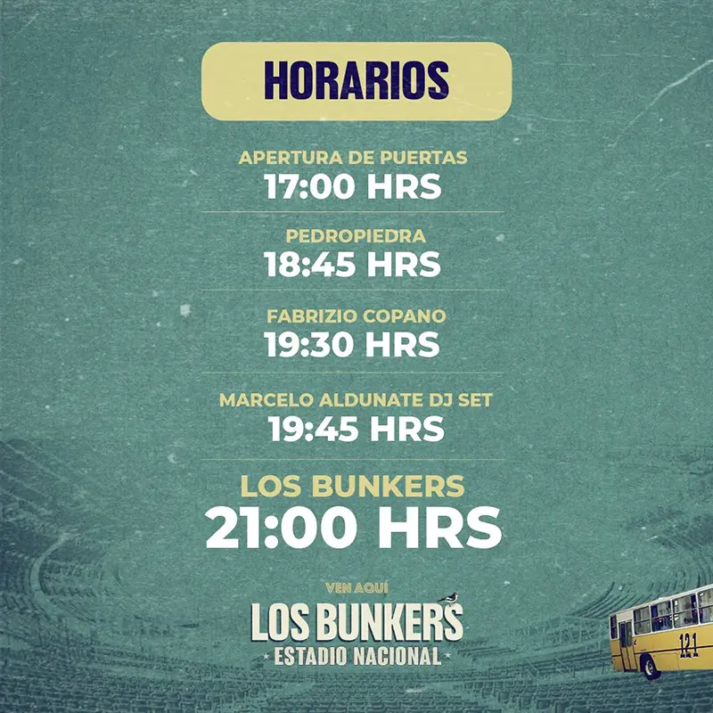 Horarios. los bunkers